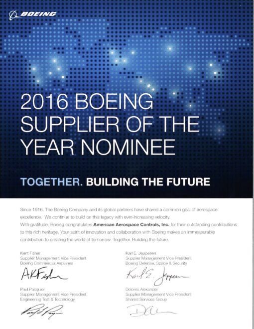 AAC Nominated For Boeing Supplier of the Year American Aerospace Controls